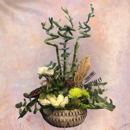 Bamboo and White Rose
